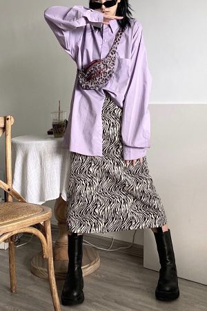 Handmade Zebra Stripe A-Line Long Skirt - Trendy Korean Street Style, Versatile Casual Fashion for Unique Looks