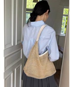 Handwoven Women's Vintage Tote Bag - Trendy Straw Woven Shoulder Bag with Large Capacity for Everyday Use