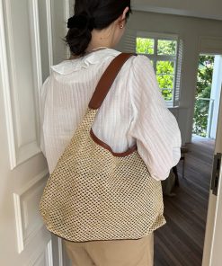 Handwoven Women's Vintage Tote Bag - Trendy Straw Woven Shoulder Bag with Large Capacity for Everyday Use