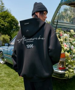 Handwritten Signature Embroidery Clean Fit Cardigan Sweatshirt in Air Layer - Trendy Y2K Style Outerwear