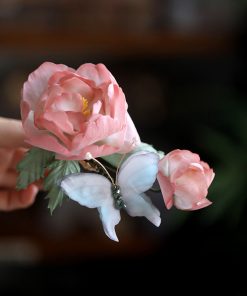 Hanfu Peony Hair Clip - Ancient Tang Dynasty Style Floral Hair Accessory for Fairy Tale Costumes and Traditional Looks