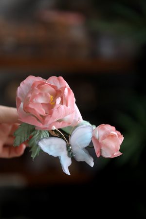 Hanfu Peony Hair Clip - Ancient Tang Dynasty Style Floral Hair Accessory for Fairy Tale Costumes and Traditional Looks