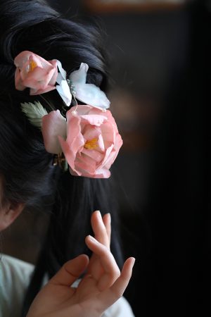 Hanfu Peony Hair Clip - Ancient Tang Dynasty Style Floral Hair Accessory for Fairy Tale Costumes and Traditional Looks