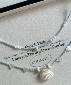 Heart Necklace with Pearl Shell Pendant - Sweet Cool Choker for Young Girls, Vacation Vibe, High Fashion Clavicle Chain Accessory