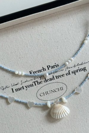 Heart Necklace with Pearl Shell Pendant - Sweet Cool Choker for Young Girls, Vacation Vibe, High Fashion Clavicle Chain Accessory