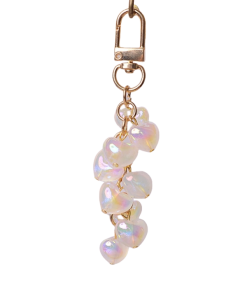 Heart-Shaped Cloud Phone Chain Short Wrist Strap with Pearl Bead Pendant - Cute Bag Accessory Keychain for Fashion Lovers