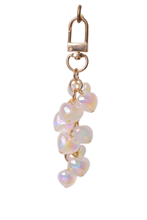 Heart-Shaped Cloud Phone Chain Short Wrist Strap with Pearl Bead Pendant - Cute Bag Accessory Keychain for Fashion Lovers