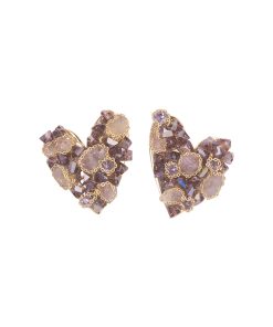 Heart-Shaped Crystal Earrings with Peach Elements â€“ Elegant Niche Design for Spring and Summer Versatile Accessories