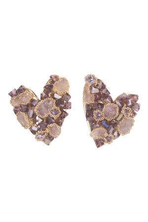 Heart-Shaped Crystal Earrings with Peach Elements â€“ Elegant Niche Design for Spring and Summer Versatile Accessories