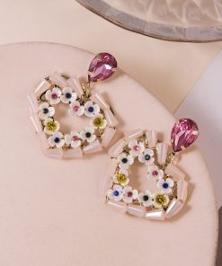 Heart-Shaped Flower Stud Earrings, Hollow Alloy Design, Elegant 2025 Spring/Summer Trend for a Chic Look