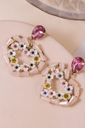 Heart-Shaped Flower Stud Earrings, Hollow Alloy Design, Elegant 2025 Spring/Summer Trend for a Chic Look