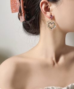 Heart-Shaped Flower Stud Earrings, Hollow Alloy Design, Elegant 2025 Spring/Summer Trend for a Chic Look