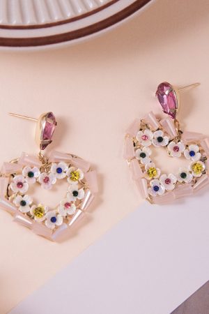 Heart-Shaped Flower Stud Earrings, Hollow Alloy Design, Elegant 2025 Spring/Summer Trend for a Chic Look