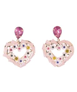 Heart-Shaped Flower Stud Earrings, Hollow Alloy Design, Elegant 2025 Spring/Summer Trend for a Chic Look