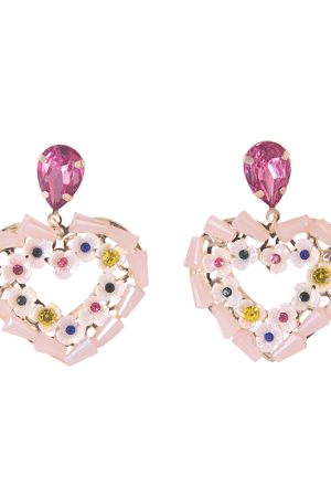 Heart-Shaped Flower Stud Earrings, Hollow Alloy Design, Elegant 2025 Spring/Summer Trend for a Chic Look