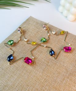 Heart-Shaped Spring Earrings for Women, Silver Needle with Five-Color Zircon and Hollow Star Design, Enhance Skin Tone Accessories