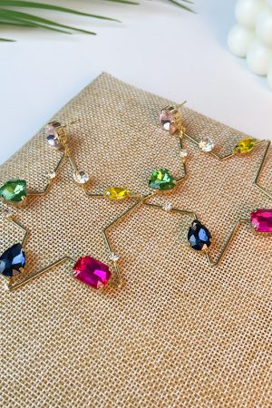 Heart-Shaped Spring Earrings for Women, Silver Needle with Five-Color Zircon and Hollow Star Design, Enhance Skin Tone Accessories