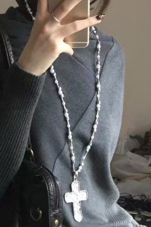 Heavy-Duty Y2K Large Cross Necklace Waist Chain - Gothic Lolita Sweet Spicy Girl Accessory for Sweater Styling