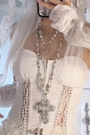 Heavy-Duty Y2K Large Cross Necklace Waist Chain - Gothic Lolita Sweet Spicy Girl Accessory for Sweater Styling