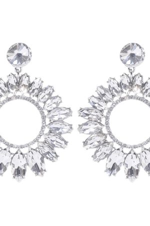 Heavy Industry Round Geometric Marquise Crystal Earrings - High-End Exaggerated Retro Ear Drops for European and American Style