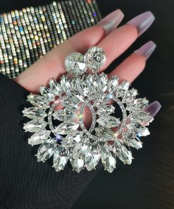 Heavy Industry Round Geometric Marquise Crystal Earrings - High-End Exaggerated Retro Ear Drops for European and American Style