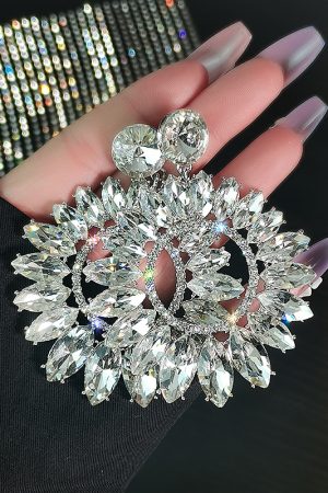 Heavy Industry Round Geometric Marquise Crystal Earrings - High-End Exaggerated Retro Ear Drops for European and American Style