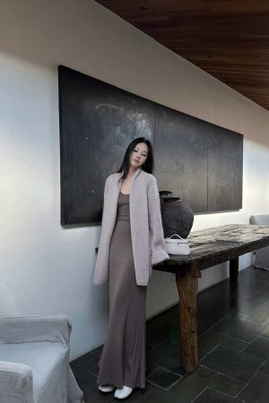 Heavy Knit Cardigan - Gray Turn-down Collar, 5-needle Horsehair, Warm Fabric for Spring Summer Wear, Cozy Layering Piece