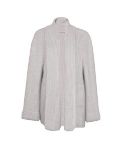 Heavy Knit Cardigan - Gray Turn-down Collar, 5-needle Horsehair, Warm Fabric for Spring Summer Wear, Cozy Layering Piece