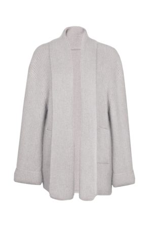 Heavy Knit Cardigan - Gray Turn-down Collar, 5-needle Horsehair, Warm Fabric for Spring Summer Wear, Cozy Layering Piece