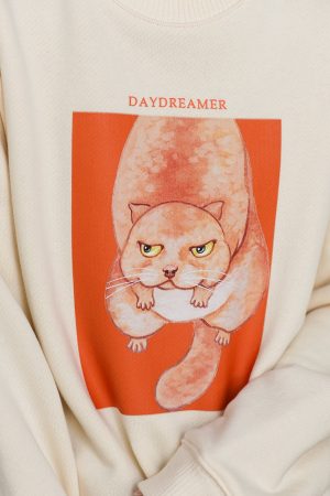 Heavy Twill Texture Pure Cotton Loose Sweatshirt for a Cute Relaxed Fit - Limited Edition New Year Style