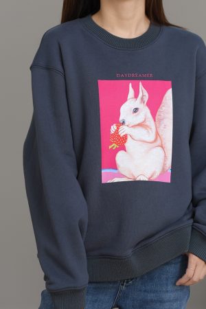 Heavy Twill Texture Pure Cotton Loose Sweatshirt for a Cute Relaxed Fit - Limited Edition New Year Style