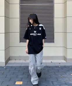 Heavyweight American Vintage Unisex Loose-Fit T-Shirt, Short Sleeve Jersey, High Street Trend, Casual 90s Style Top