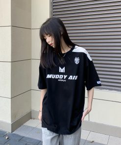 Heavyweight American Vintage Unisex Loose-Fit T-Shirt, Short Sleeve Jersey, High Street Trend, Casual 90s Style Top