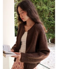 Heavyweight Chunky Knit Cocoon Zip-Up Cardigan Jacket - 800g All-Wool Cozy Fashion Layering Piece