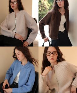 Heavyweight Chunky Knit Cocoon Zip-Up Cardigan Jacket - 800g All-Wool Cozy Fashion Layering Piece