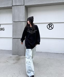 Heavyweight Cleanfit Unisex Sweatshirt - Loose Fit Round Neck Long Sleeve Pullover for Spring Autumn - Trendy National Style