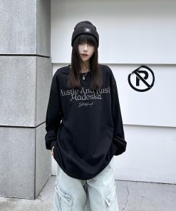 Heavyweight Cleanfit Unisex Sweatshirt - Loose Fit Round Neck Long Sleeve Pullover for Spring Autumn - Trendy National Style