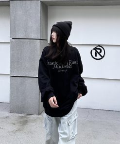 Heavyweight Cleanfit Unisex Sweatshirt - Loose Fit Round Neck Long Sleeve Pullover for Spring Autumn - Trendy National Style