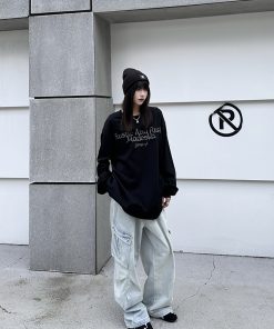 Heavyweight Cleanfit Unisex Sweatshirt - Loose Fit Round Neck Long Sleeve Pullover for Spring Autumn - Trendy National Style