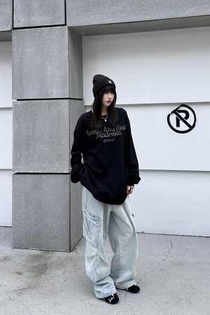 Heavyweight Cleanfit Unisex Sweatshirt - Loose Fit Round Neck Long Sleeve Pullover for Spring Autumn - Trendy National Style