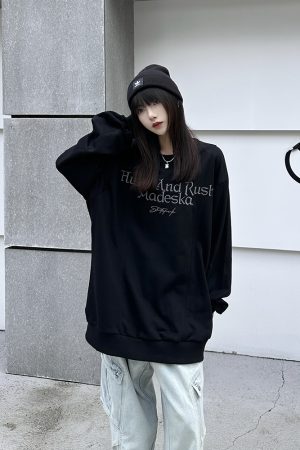 Heavyweight Cleanfit Unisex Sweatshirt - Loose Fit Round Neck Long Sleeve Pullover for Spring Autumn - Trendy National Style
