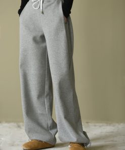 Heavyweight Cotton Fleece-Lined Sweatpants for Autumn & Winter, Adjustable Hem, Two-Way Wear, Casual Long Pants