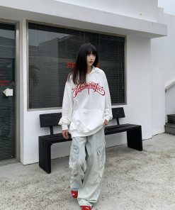 Heavyweight Embroidered Logo Hoodie for Men & Women - American Style Spring Autumn Sweatshirt, Pure Cotton High Street Fashion