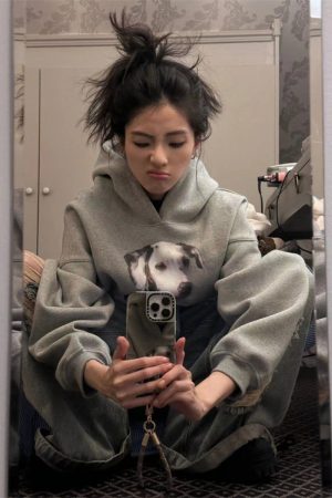 Heavyweight Fleece Hooded Sweatshirt with Dalmatian Print, Unisex Autumn Winter Jacket, Celebrity Style, 90s Inspired Fashion