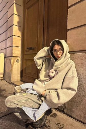 Heavyweight Fleece Hooded Sweatshirt with Dalmatian Print, Unisex Autumn Winter Jacket, Celebrity Style, 90s Inspired Fashion