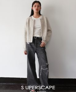 Heavyweight Merino Wool Round Neck Short Chanel-Style Knitted Cardigan - Chic Essential for Fall and Winter Fashion