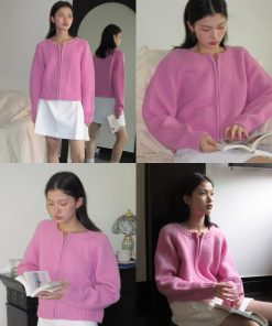 Heavyweight Merino Wool Round Neck Short Chanel-Style Knitted Cardigan - Chic Essential for Fall and Winter Fashion