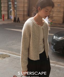 Heavyweight Merino Wool Round Neck Short Chanel-Style Knitted Cardigan - Chic Essential for Fall and Winter Fashion