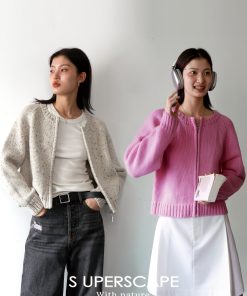 Heavyweight Merino Wool Round Neck Short Chanel-Style Knitted Cardigan - Chic Essential for Fall and Winter Fashion