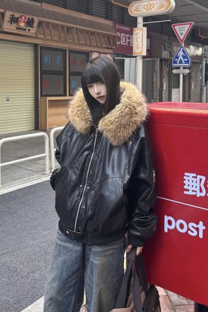 Heavyweight PU Leather Mountain Eagle Jacket for Women - Fleece-Lined American High Street Hoodie, Trendy Urban Style